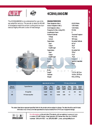 4CX40-000GM datasheet - RF amplifier