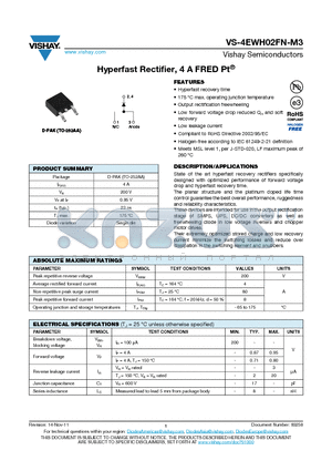 4EWH02FNTR-M3 datasheet - Hyperfast Rectifier, 4 A FRED Pt^