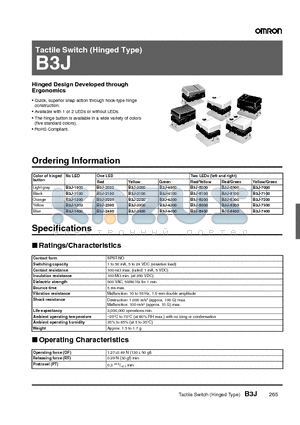 B3J-3300 datasheet - Tactile Switch (Hinged Type)