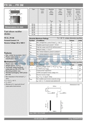 FR3J datasheet - Fast silicon rectifier diodes