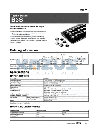 B3S datasheet - Tactile Switch