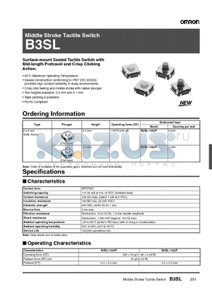 B3SL-1002P datasheet - Middle Stroke Tactile Switch