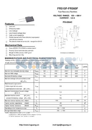 FR540F datasheet - Fast Recovery Rectifiers