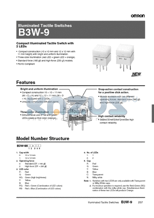 B3W-9012-G2G datasheet - Illuminated Tactile Switches