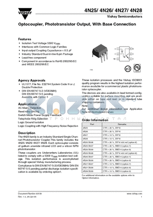 4N26-X006 datasheet - Optocoupler, Phototransistor Output, With Base Connection