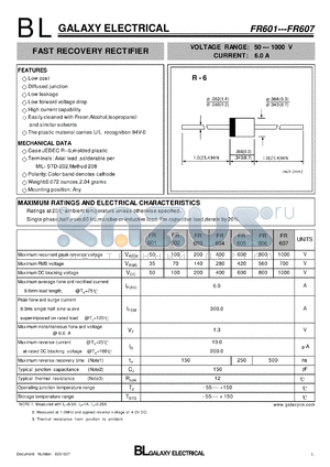 FR602 datasheet - FAST RECOVERY RECTIFIER
