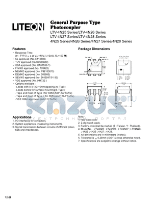 4N26STA-V datasheet - GENERAL PURPOSE TYPE PHOTOCOUPLER