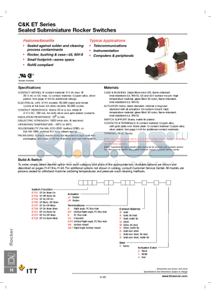ET01J1AP2 datasheet - Sealed Subminiature Rocker Switches