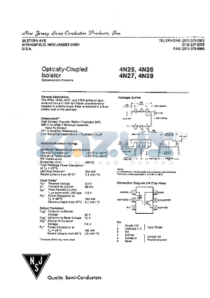 4N28 datasheet - Optically-Coupled Isolator Optoelectronic Products