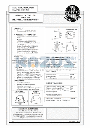 4N28X datasheet - OPTICALLY COUPLED ISOLATOR PHOTOTRANSISTOR OUTPUT