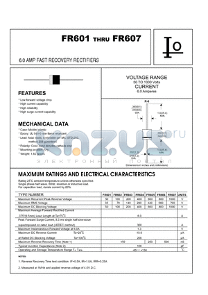 FR605 datasheet - 6.0 AMP FAST RECOVERY RECTIFIERS