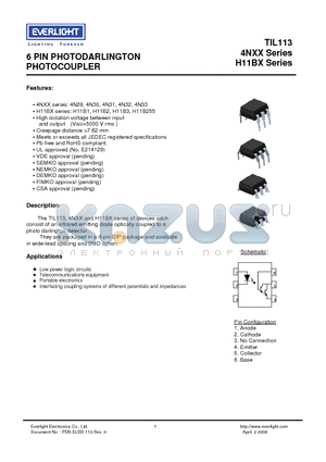 4N29S1TA-V datasheet - 6 PIN PHOTODARLINGTON PHOTOCOUPLER