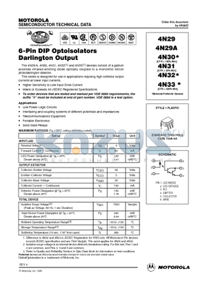4N32 datasheet - STANDARD THRU HOLE CASE 730A-04