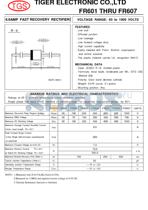 FR607 datasheet - 6.0AMP FAST RECOVERY RECTIFIERS