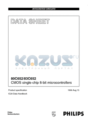 83C652 datasheet - CMOS single-chip 8-bit microcontrollers