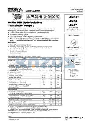 4N35 datasheet - STANDARD THRU HOLE CASE 730A-04