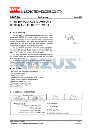 83CXXX_11 datasheet - 4-PIN lP VOLTAGE MONITORS WITH MANUAL RESET INPUT