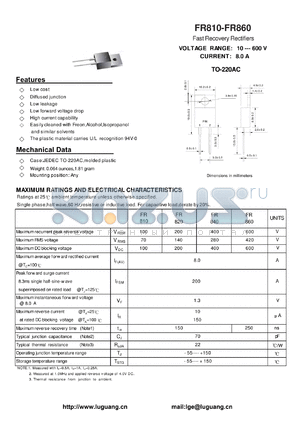 FR840 datasheet - Fast Recovery Rectifiers