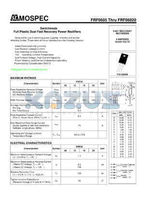 FRF0615 datasheet - Switchmode Full Plastic Dual Fast Recovery Power Rectifiers