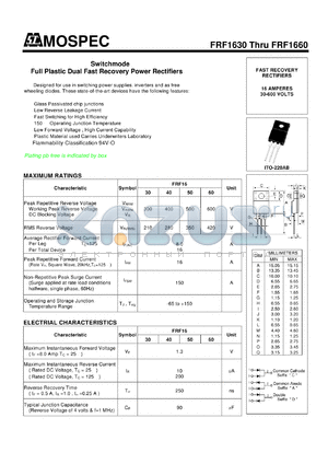 FRF1650 datasheet - Switchmode Full Plastic Dual Fast Recovery Power Rectifiers