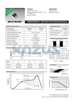 CRA2510-JZ-R017ELF datasheet - High Power Current Sense Chip Resistor