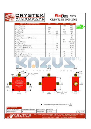 CRBV55BE-1900-2762 datasheet - VCO (voltage controlled oscillator)
