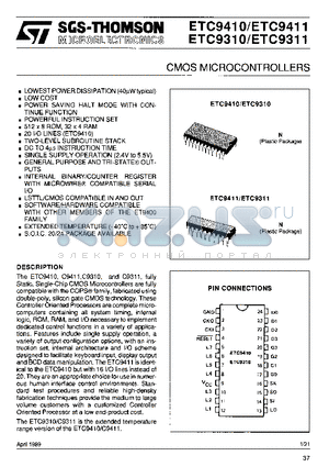 ETC9410 datasheet - CMOS MICROCONTROLLERS