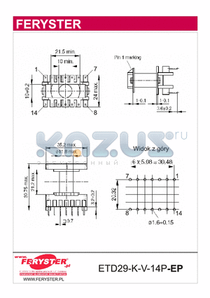 ETD-29-K-V-14P-EP datasheet - ETD Bobbins