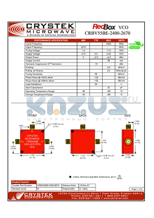CRBV55BE-2400-2670 datasheet - VCO (voltage controlled oscillator)