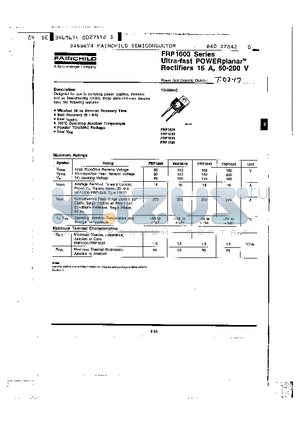 FRP1600 datasheet - Ultra-fast POWER planar Rectifiers 16 A, 50-200 V