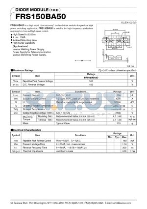 FRS150BA50 datasheet - DIODE MODULEF.R.D.