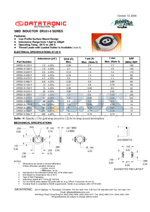 DR331-5-104-Y datasheet - SMD INDUCTOR