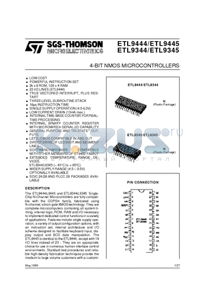 ETL9345 datasheet - 4-BIT NMOS MICROCONTROLLERS