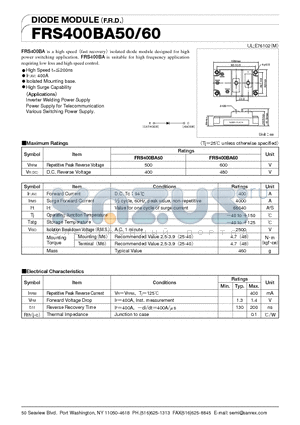 FRS400BA50 datasheet - DIODE MODULEF.R.D.