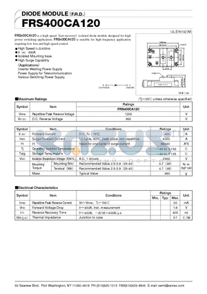 FRS400CA120 datasheet - DIODE MODULEF.R.D.)