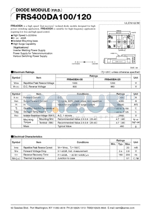 FRS400DA100 datasheet - DIODE MODULEF.R.D.