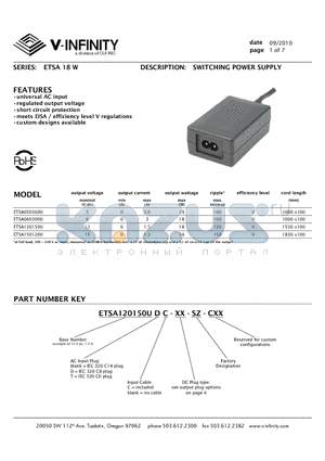 ETSA120150U datasheet - SWITCHING POWER SUPPLY