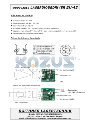 EU-42 datasheet - MODULABLE LASERDIODEDRIVER