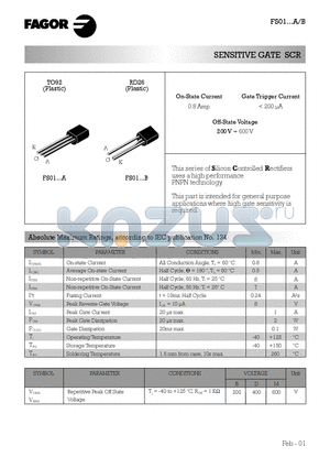 FS0101DB datasheet - SENSITIVE GATE SCR