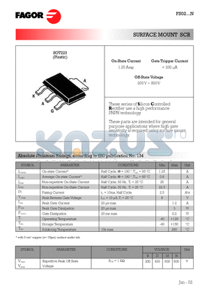 FS0203N datasheet - SURFACE MOUNT SCR