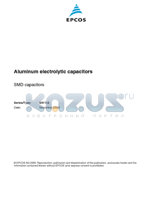 B41112A1157M000 datasheet - Aluminum electrolytic capacitors