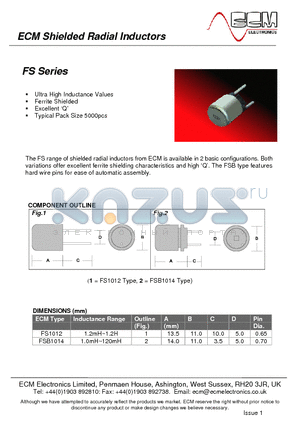 FS1012-393 datasheet - Shielded Radial Inductors