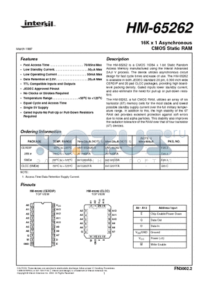 8413203RA datasheet - 16K x 1 Asynchronous CMOS Static RAM