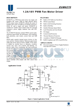 EUM6270 datasheet - 1.2A/18V PWM Fan Motor Driver