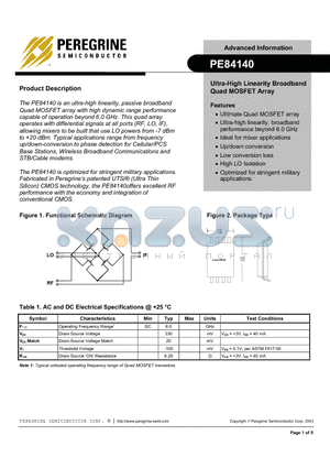 84140 datasheet - Ultra-High Linearity Broadband Quad MOSFET Array