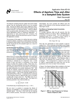 AD-03 datasheet - Effects of Aperture Time and Jitter in a Sampled Data System