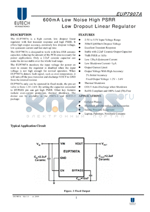 EUP7907A-33VIR1 datasheet - 600mA Low Noise High PSRR Low Dropout Linear Regulator