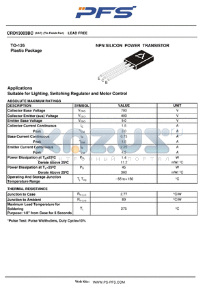 CRD13003BC datasheet - NPN SILICON POWER TRANSISTOR