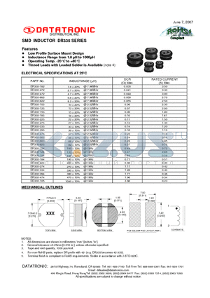 DR335-103 datasheet - SMD INDUCTOR