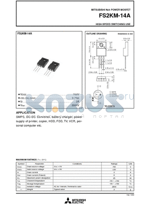 FS2KM-14A datasheet - HIGH-SPEED SWITCHING USE